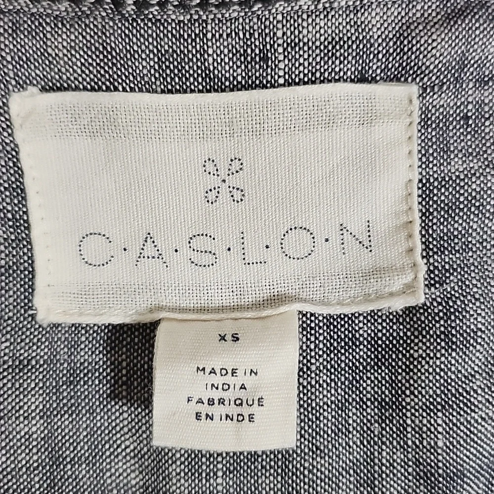 Caslon 100% Linen Charcoal Gray Snap Jacket Utility Shacket Size XS - Picture 6 of 8